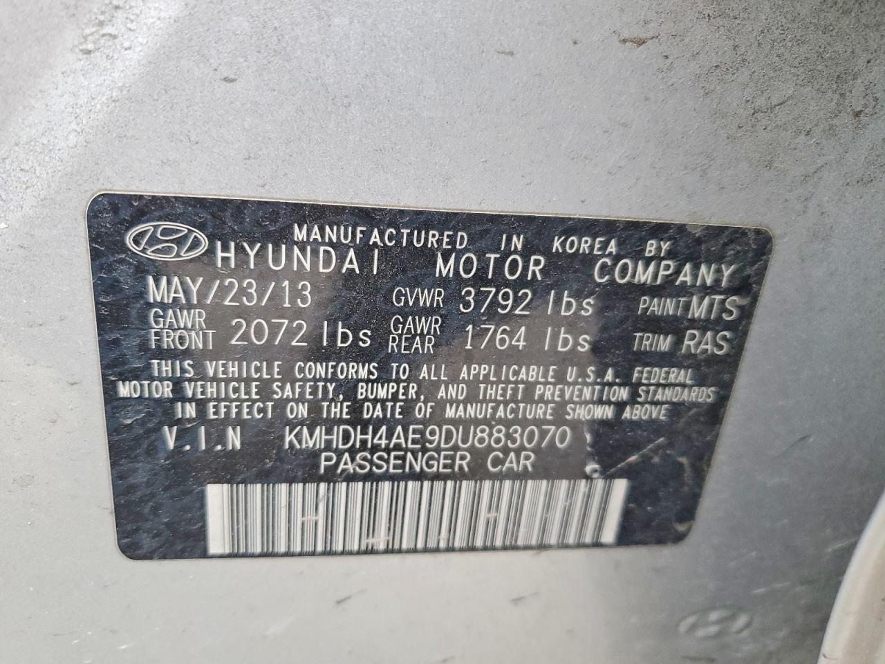 2013 HYUNDAI ELANTRA GLS photo 34