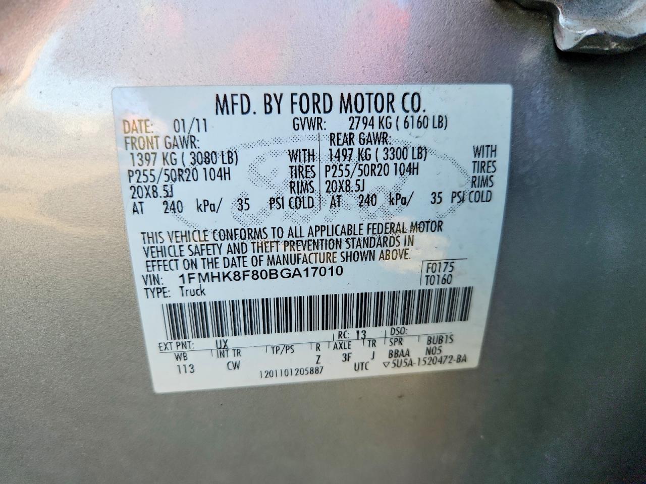 2011 FORD EXPLORER LIMITED photo 25