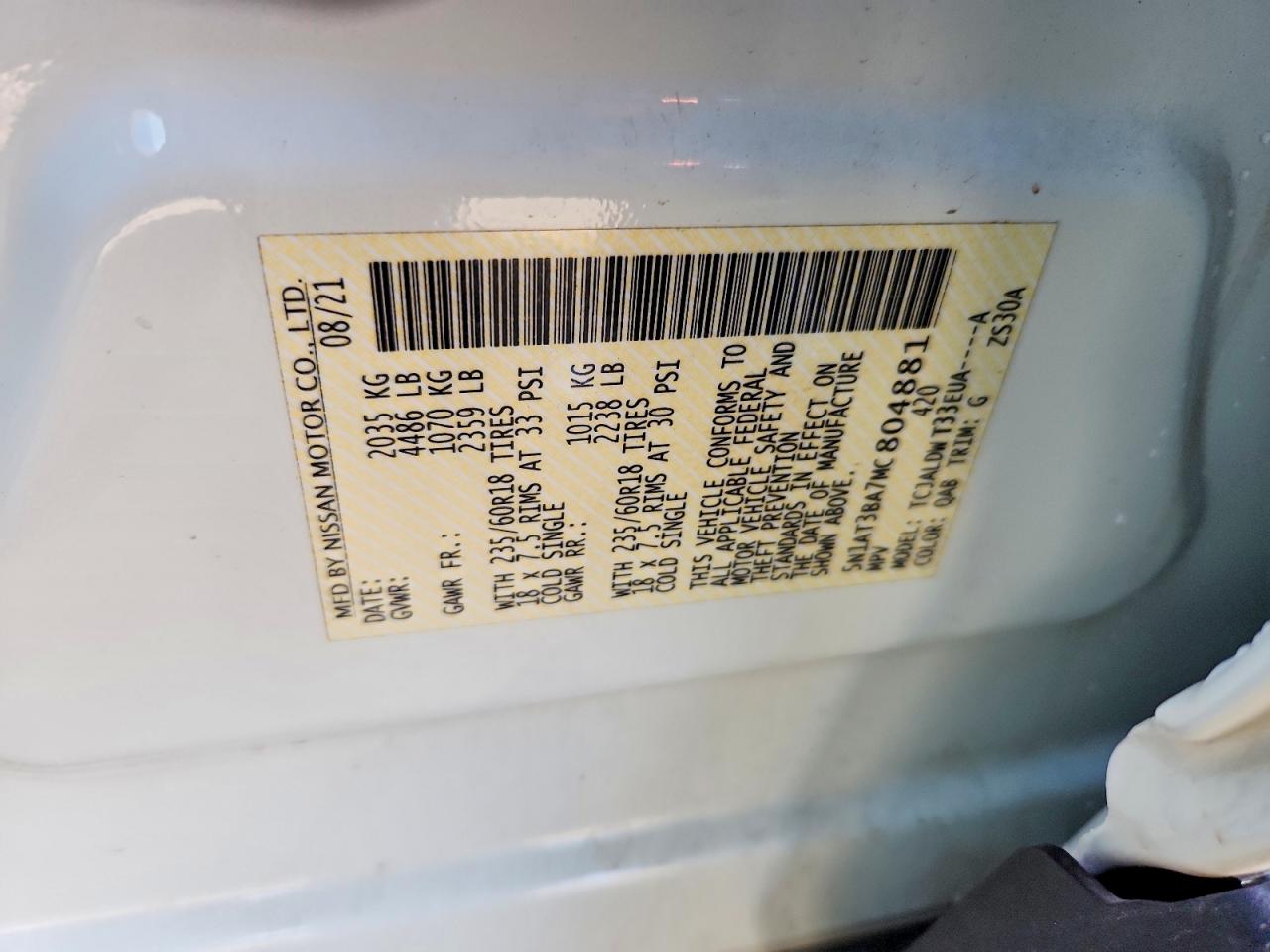 2021 NISSAN ROGUE SV photo 37