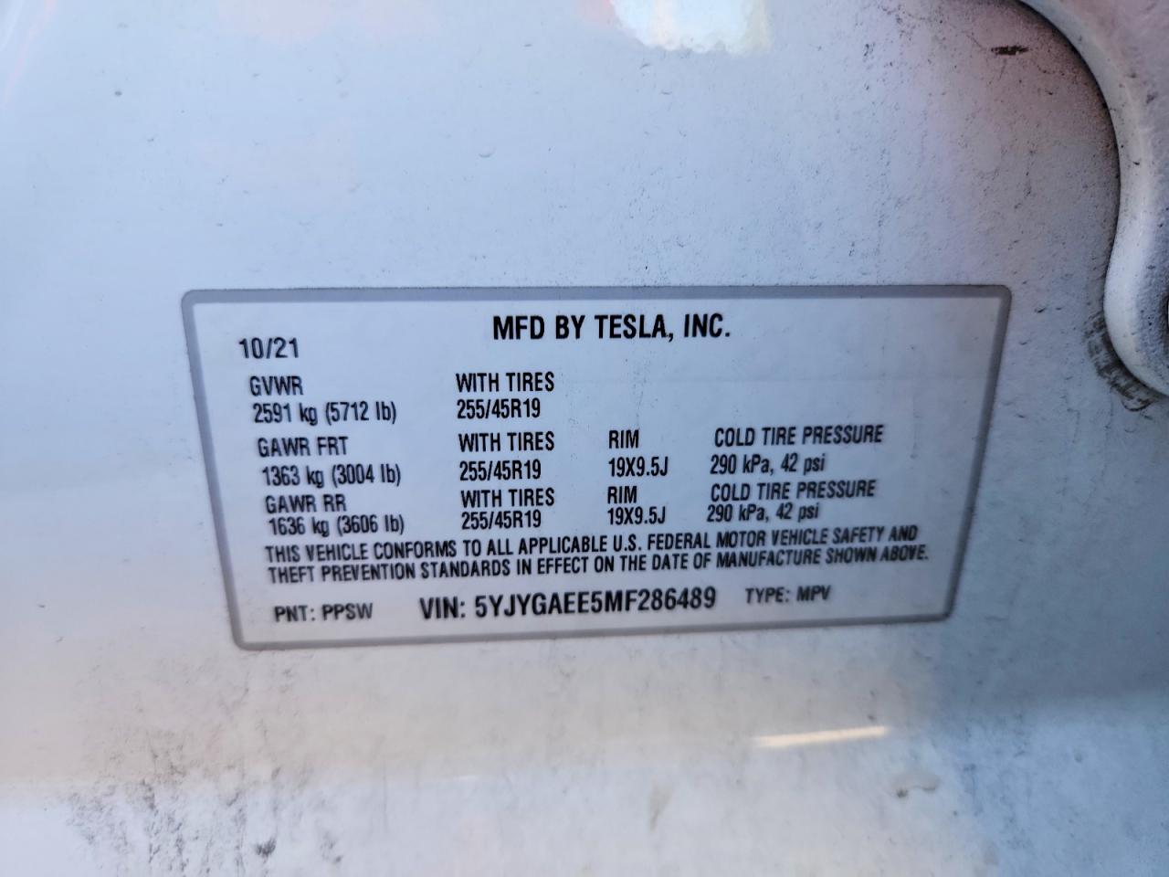 2021 TESLA MODEL Y photo 12