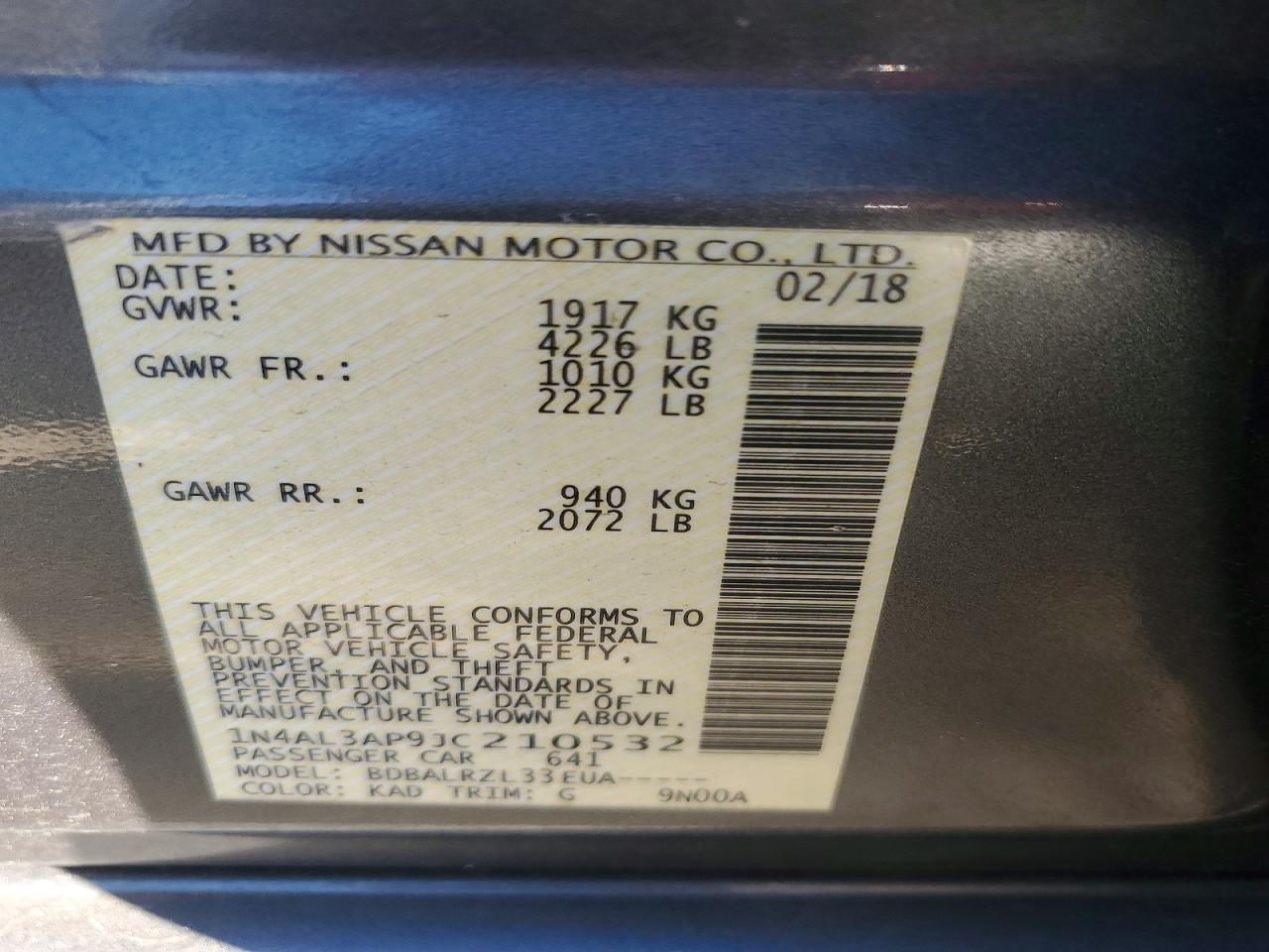 2018 NISSAN ALTIMA 2.5 photo 13