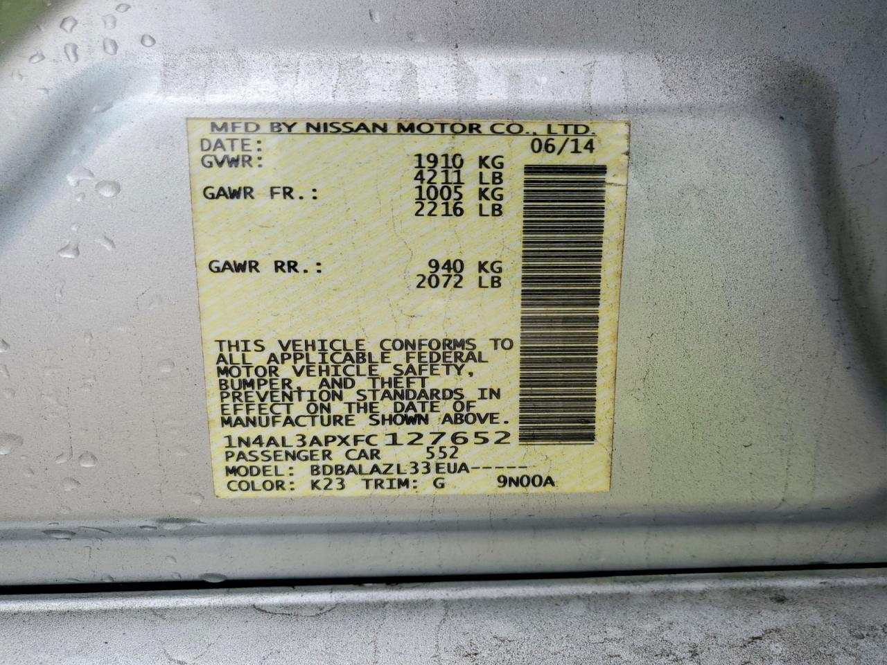 2015 NISSAN ALTIMA 2.5 photo 23