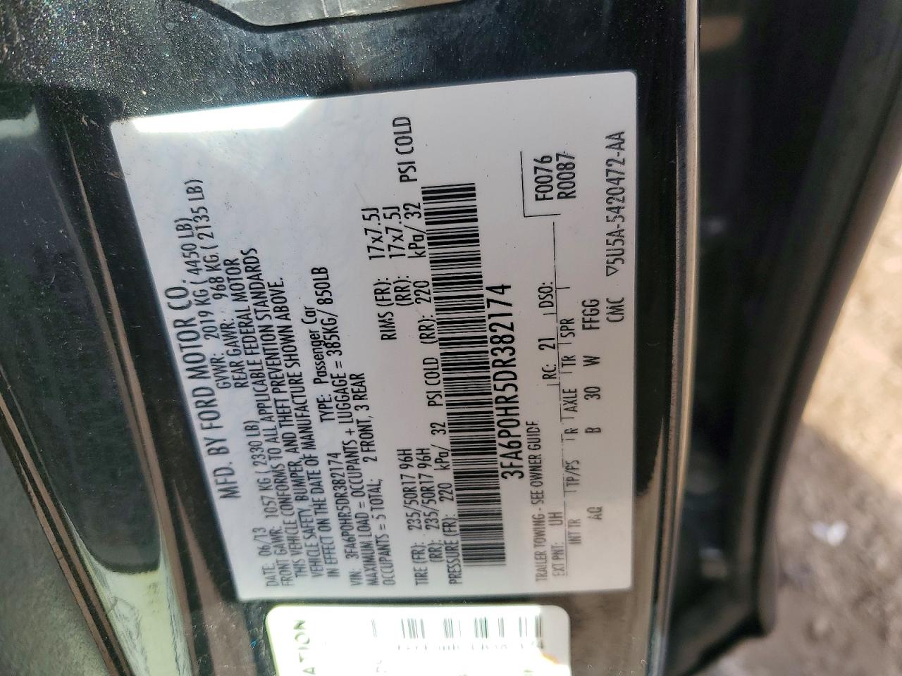 2013 FORD FUSION SE photo 12
