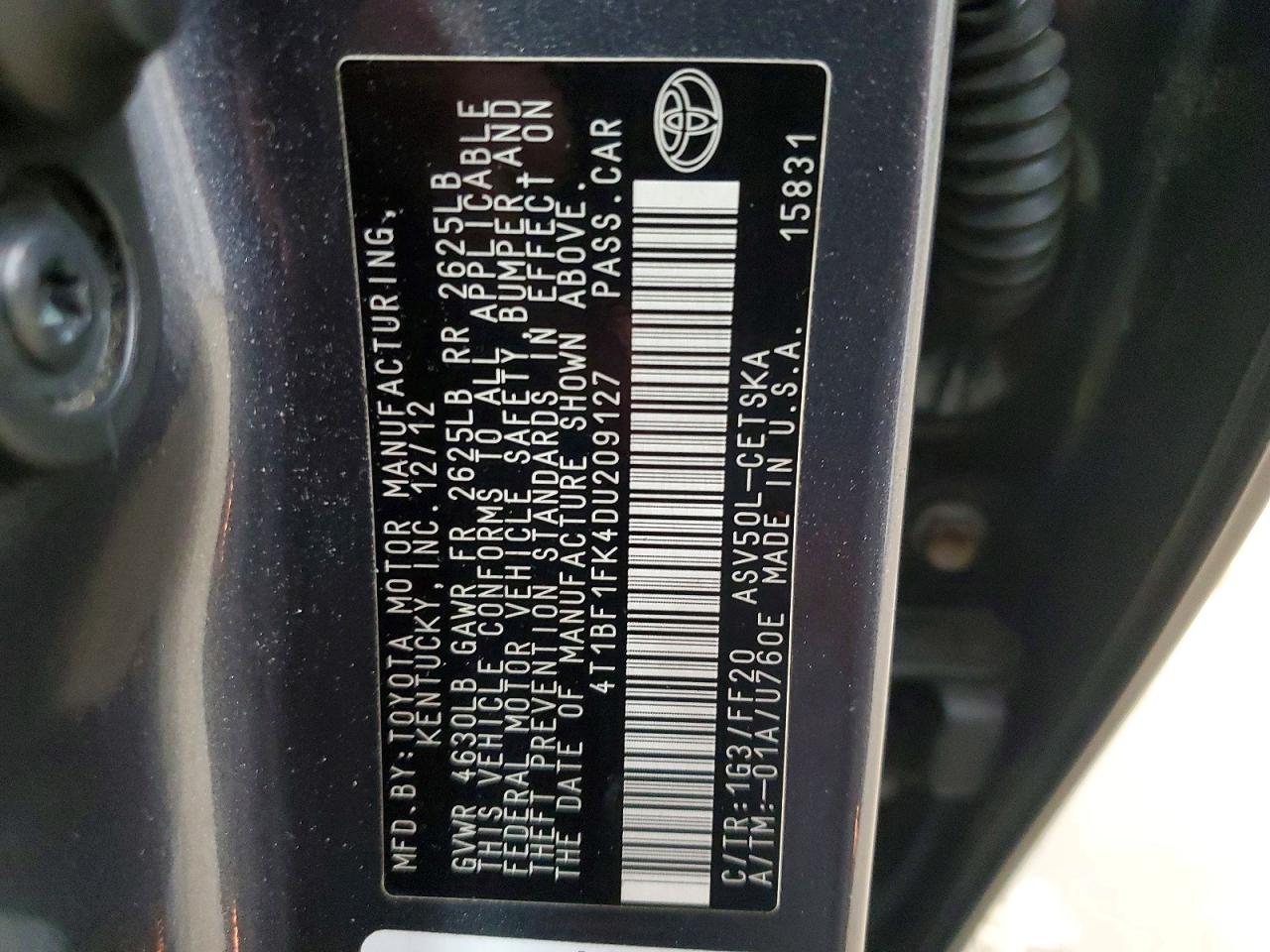 2013 TOYOTA CAMRY L photo 23