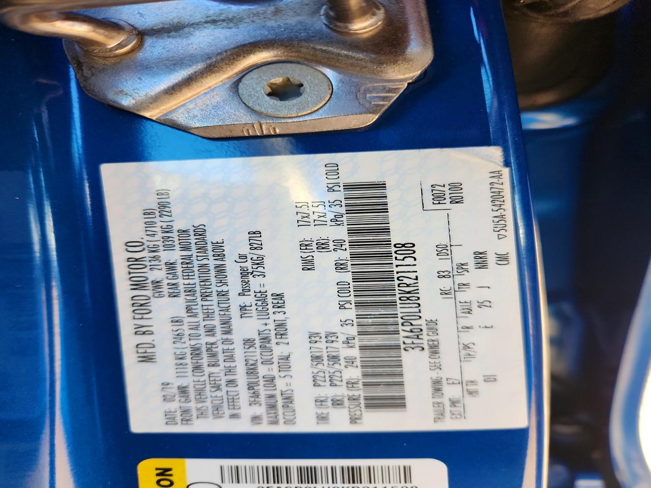 2019 FORD FUSION SE photo 37