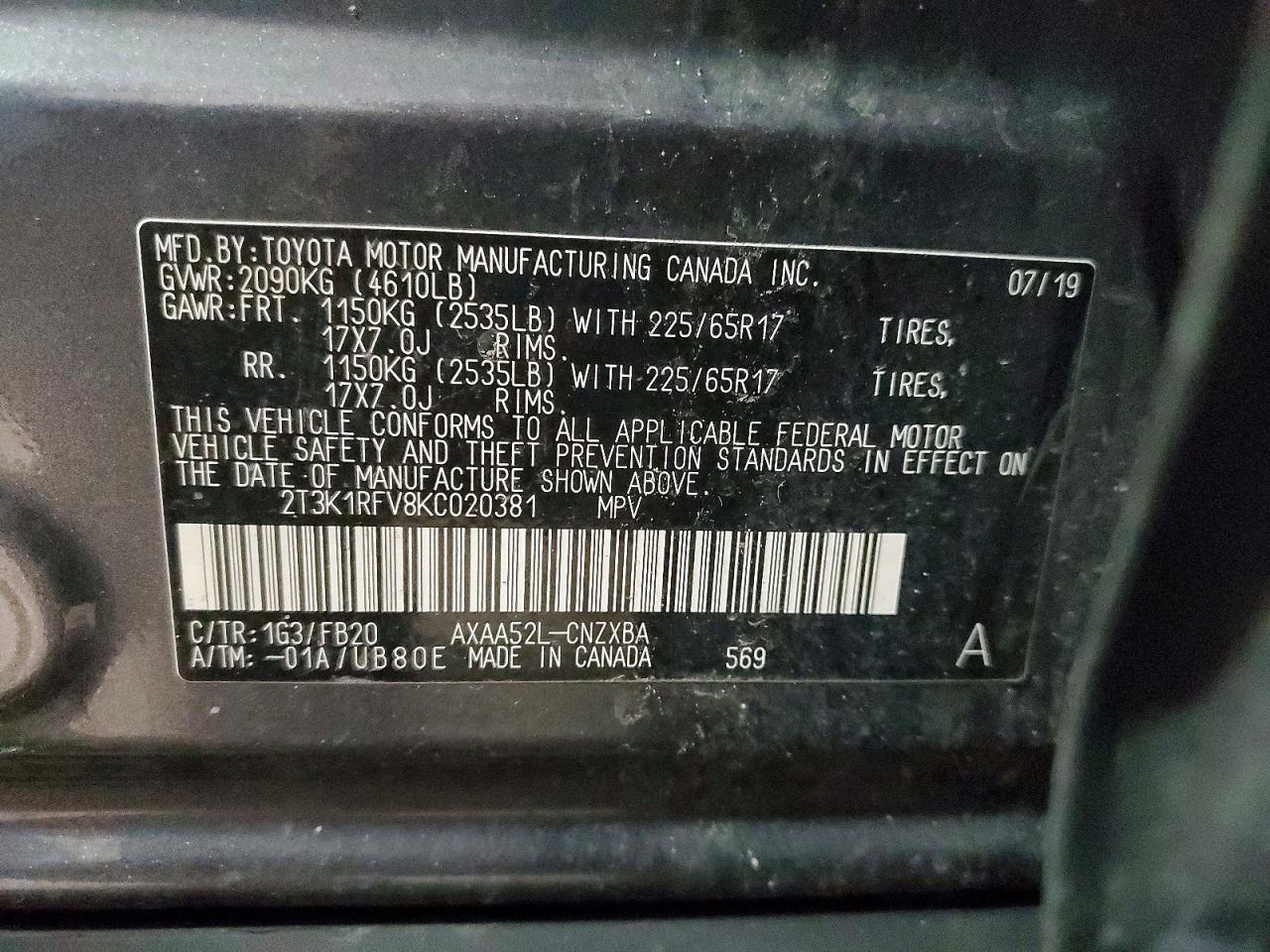 2019 TOYOTA RAV4 LE photo 14