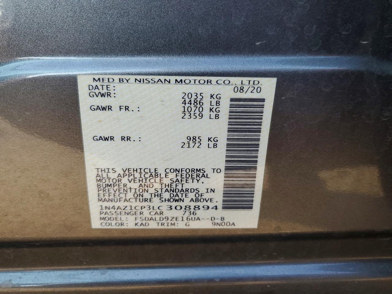 2020 NISSAN LEAF SV photo 12