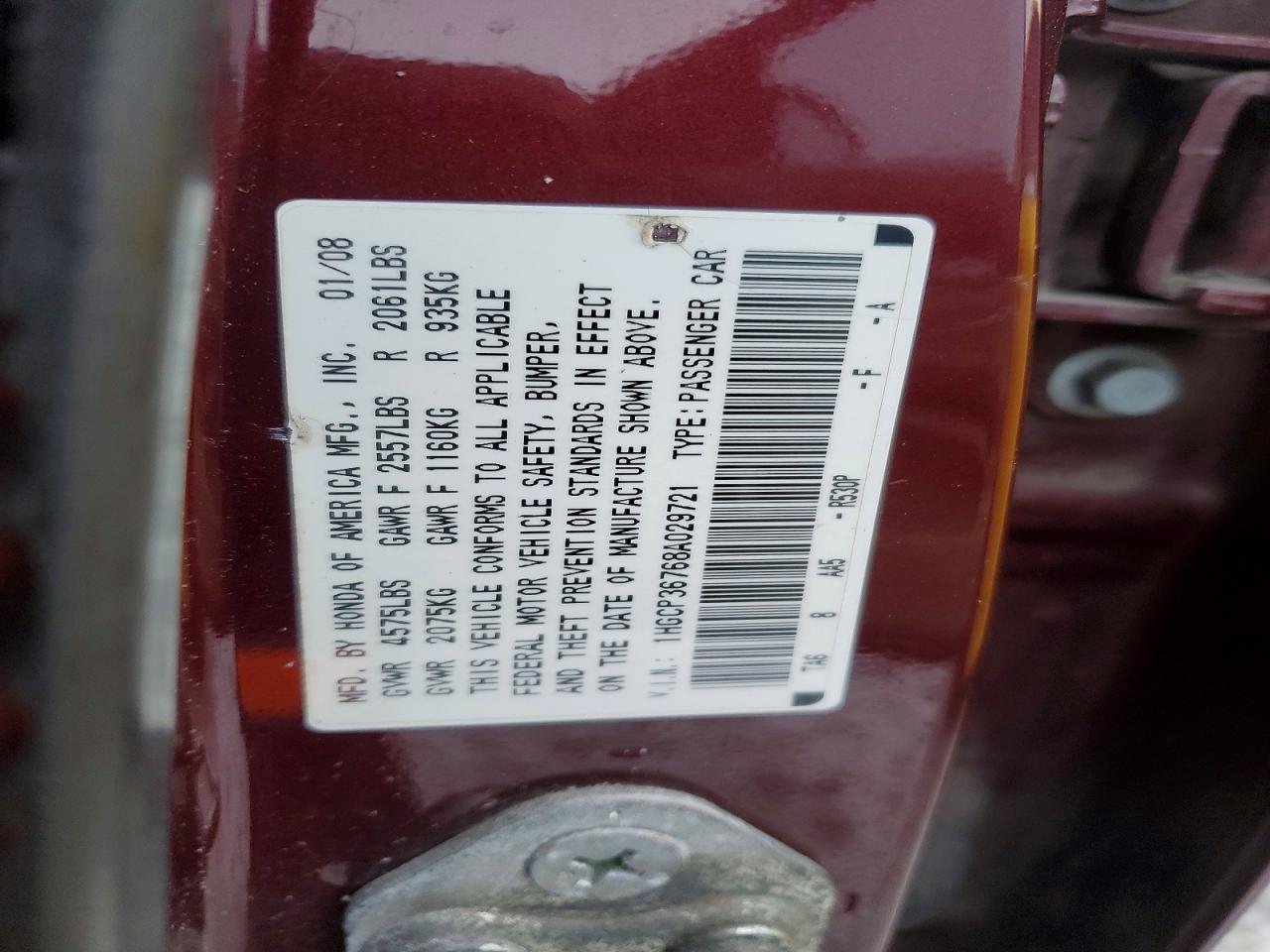 2008 HONDA ACCORD EX photo 23
