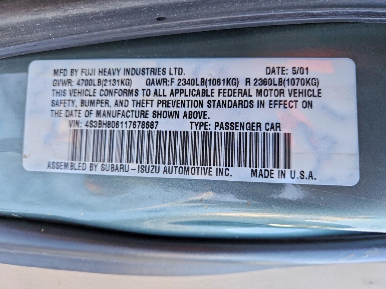 2001 SUBARU LEGACY OUTBACK H6 3.0 LL BEAN photo 40