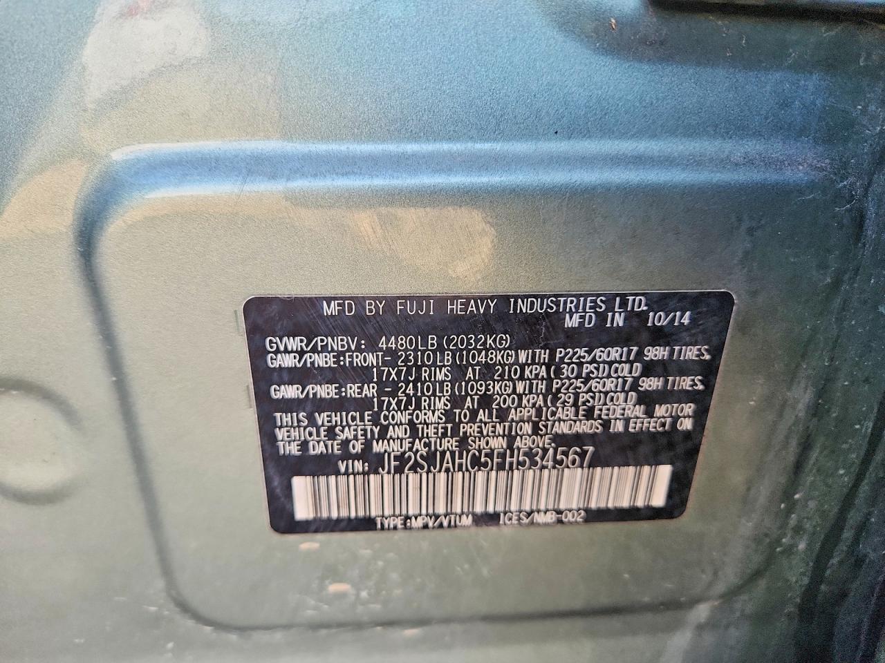2015 SUBARU FORESTER 2.5I LIMITED photo 12