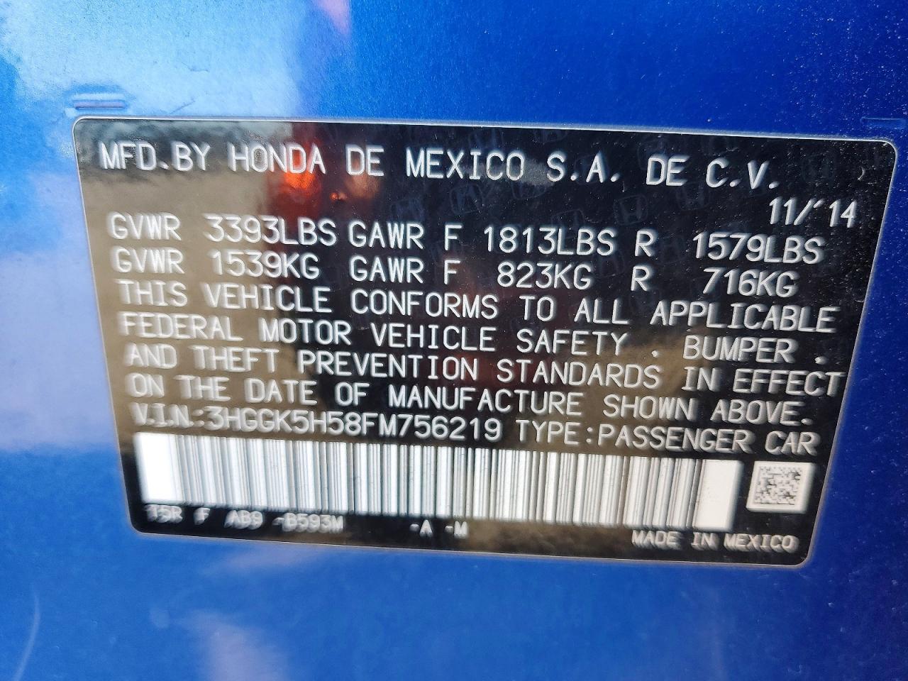 2015 HONDA FIT LX photo 23