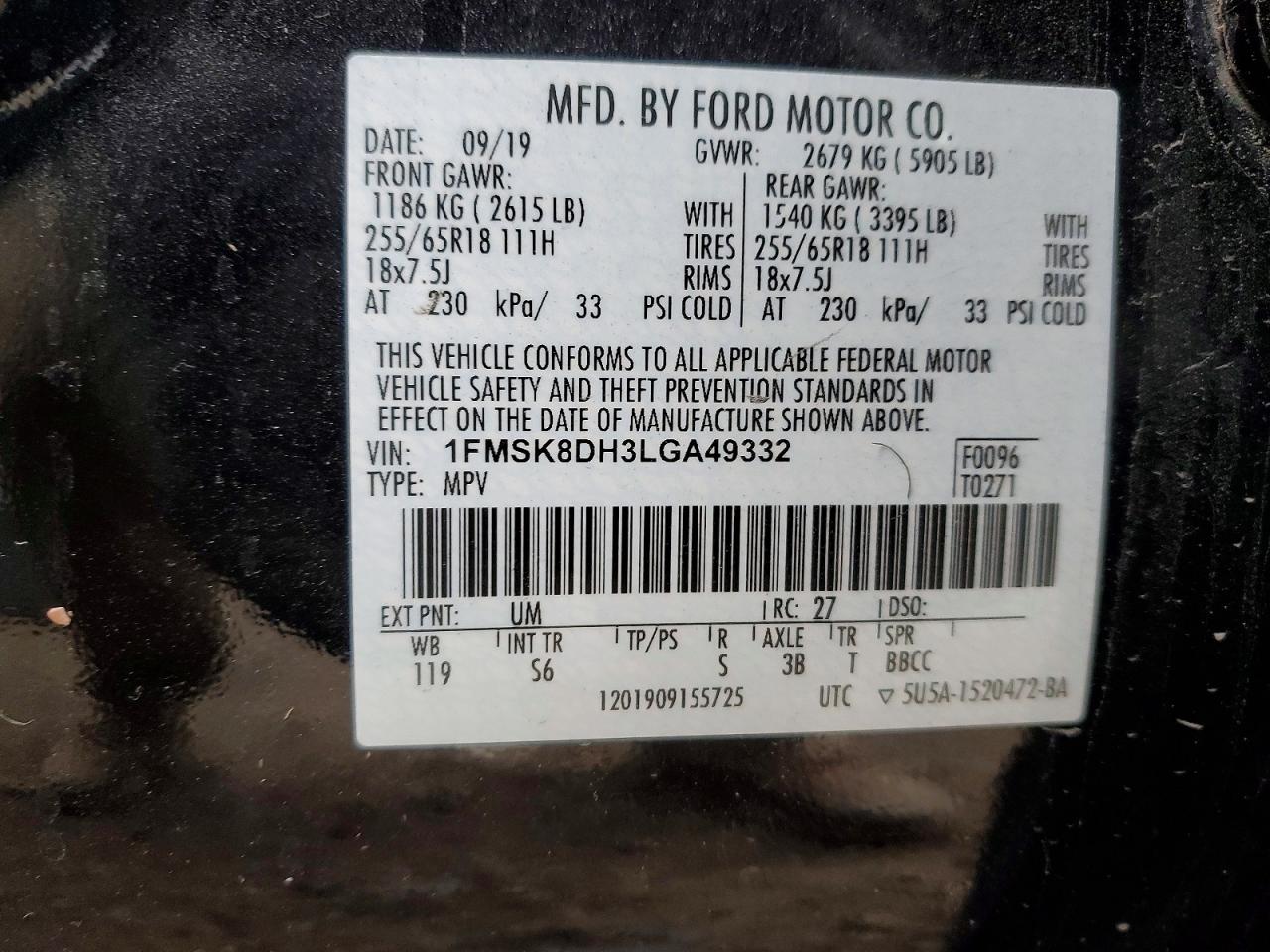2020 FORD EXPLORER XLT photo 25