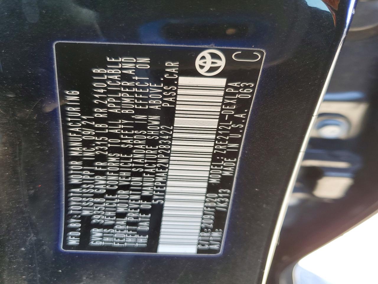 2022 TOYOTA COROLLA LE photo 23