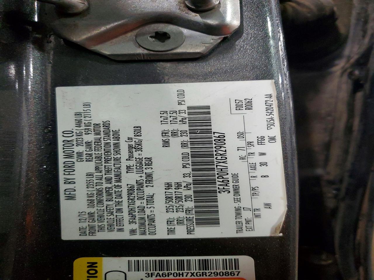 2016 FORD FUSION SE photo 23