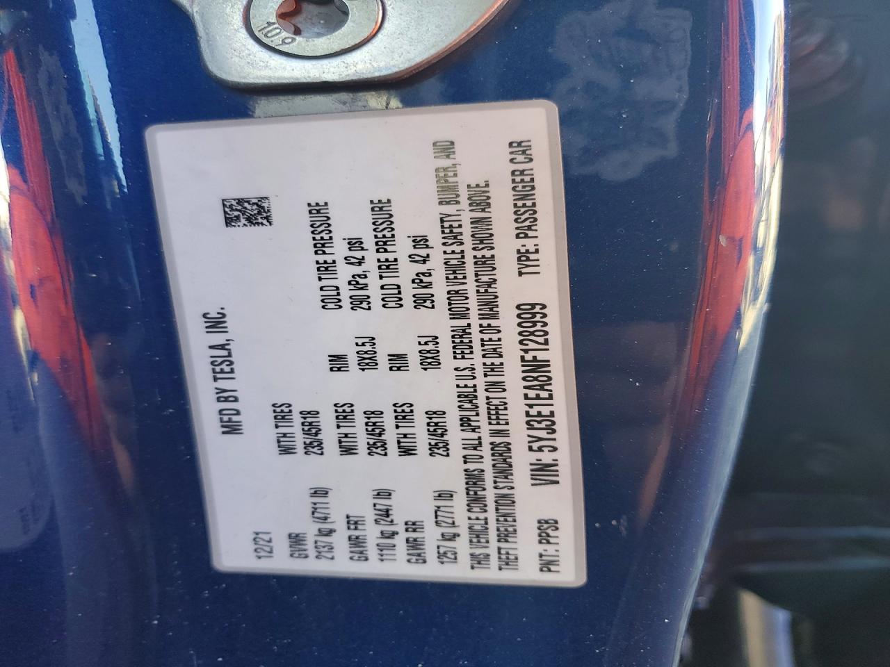 2022 TESLA MODEL 3 photo 12