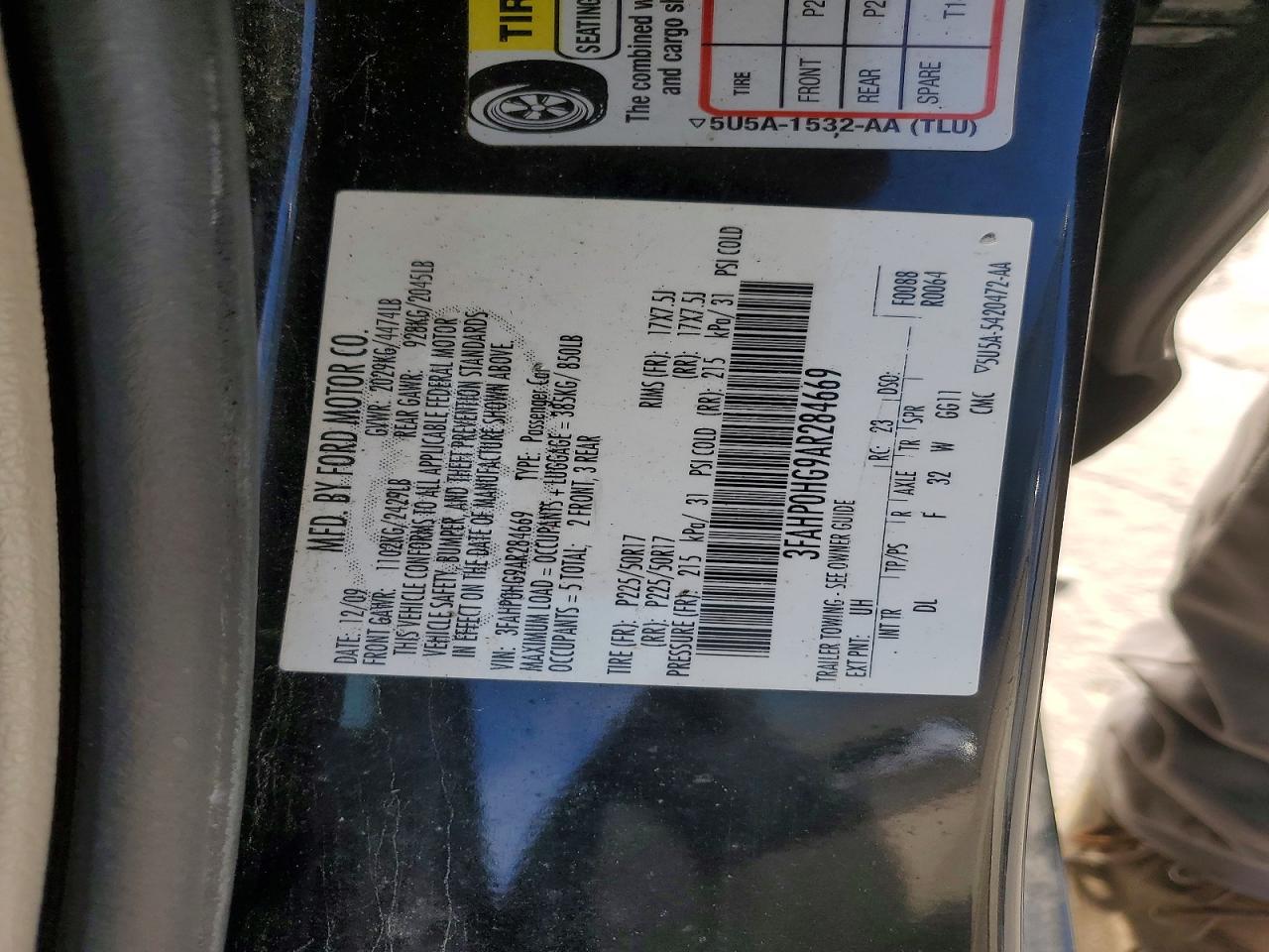 2010 FORD FUSION SE photo 12