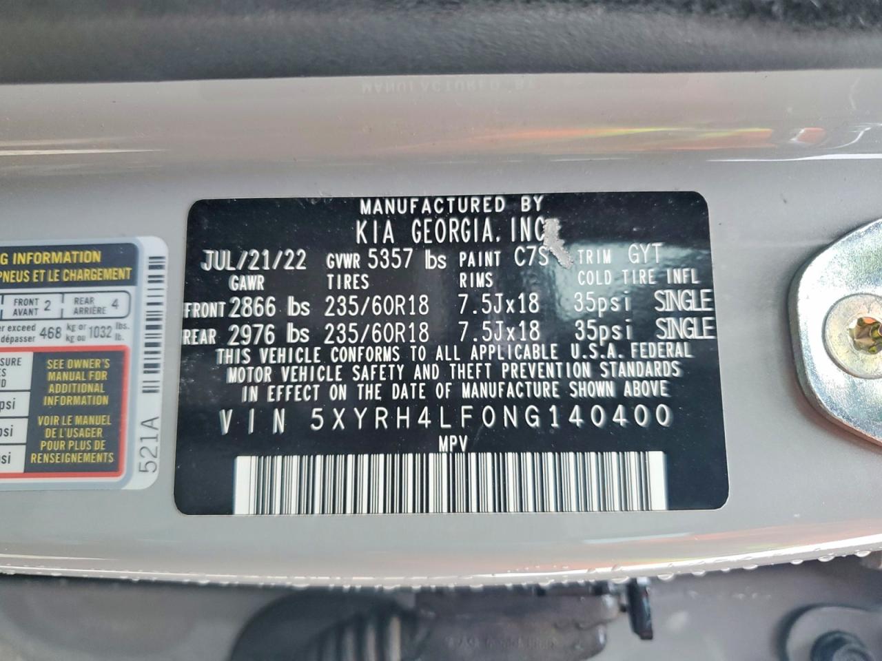 2022 KIA SORENTO EX photo 14
