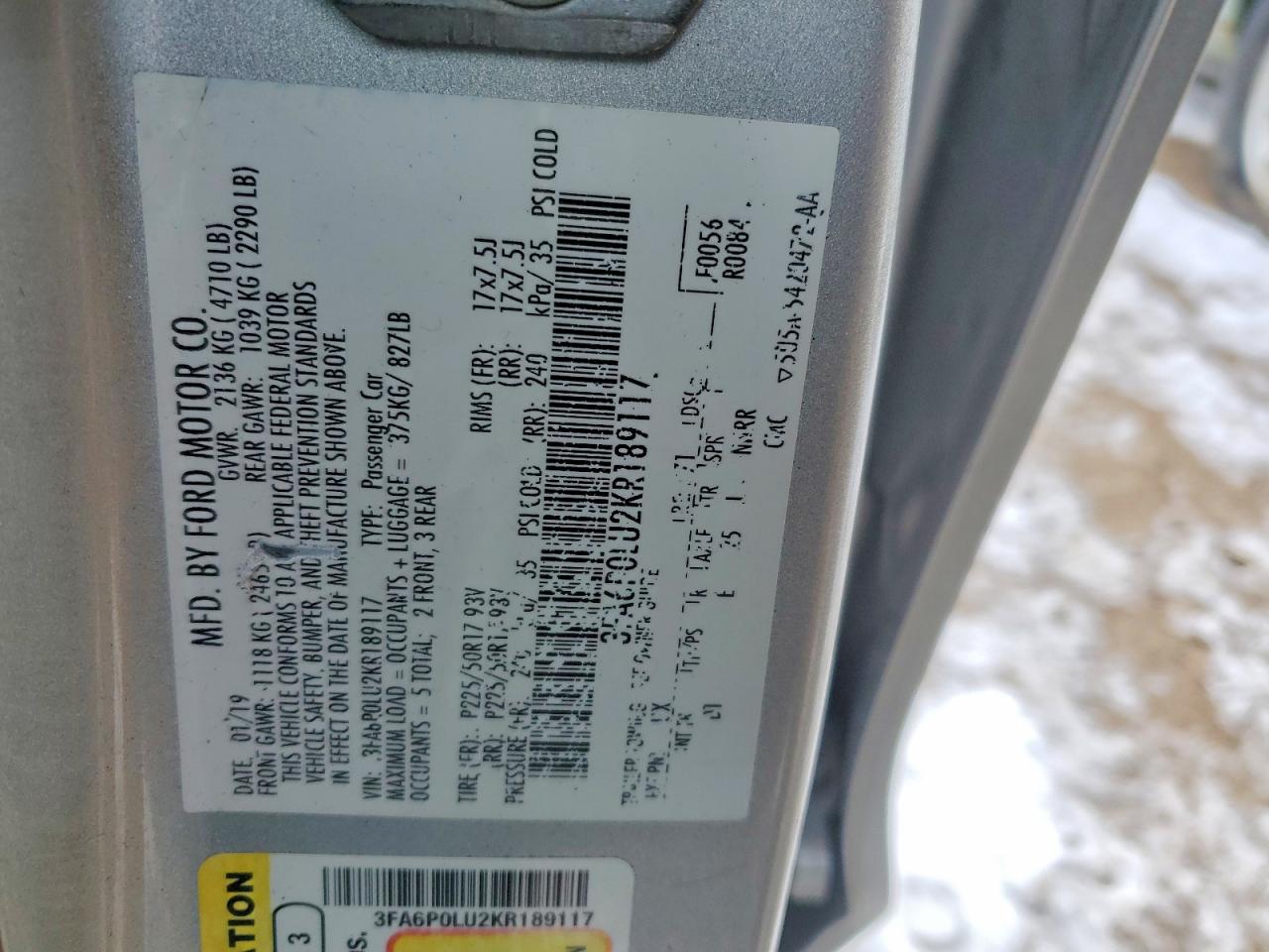2019 FORD FUSION SE photo 34