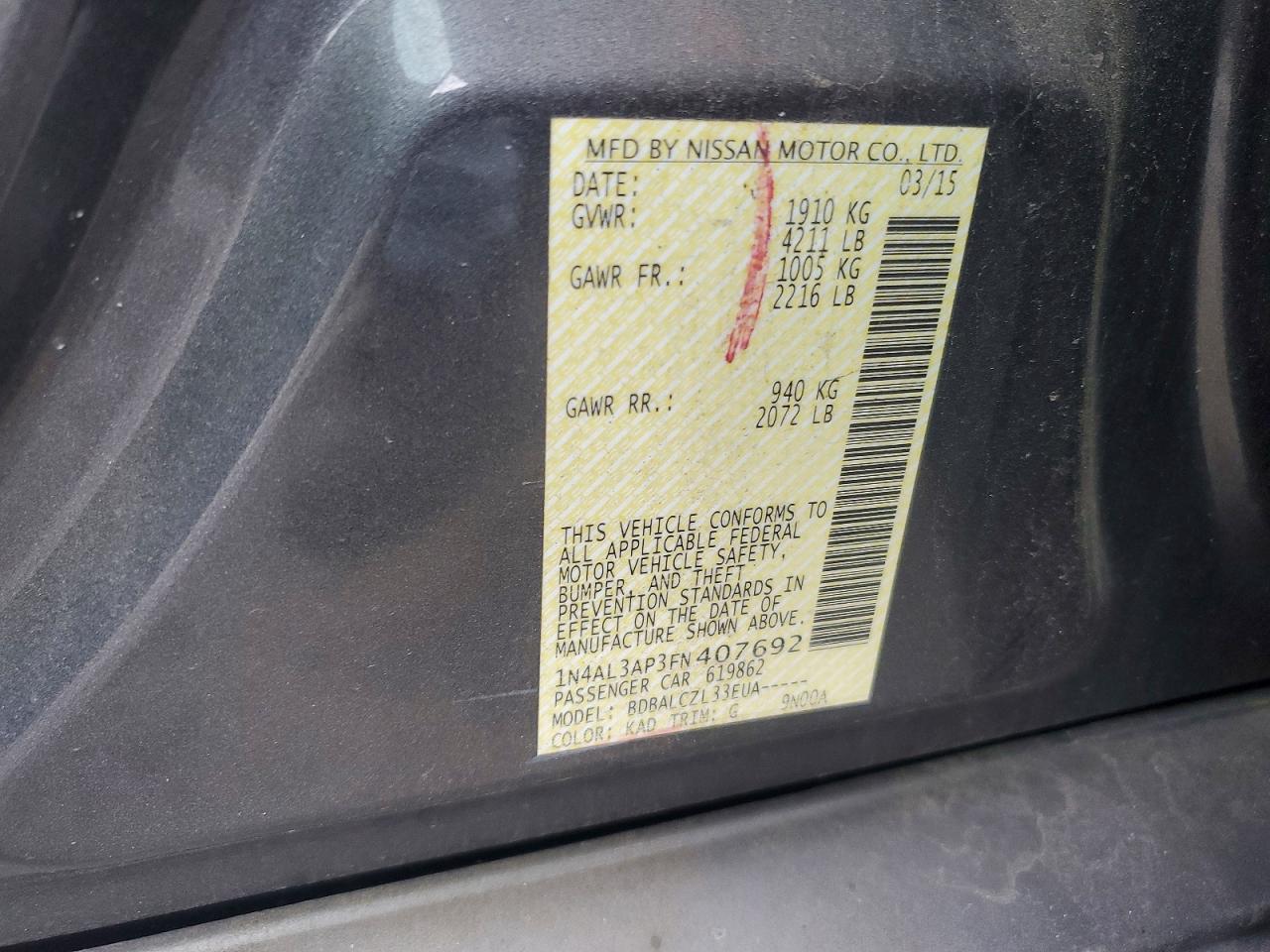 2015 NISSAN ALTIMA 2.5 photo 12
