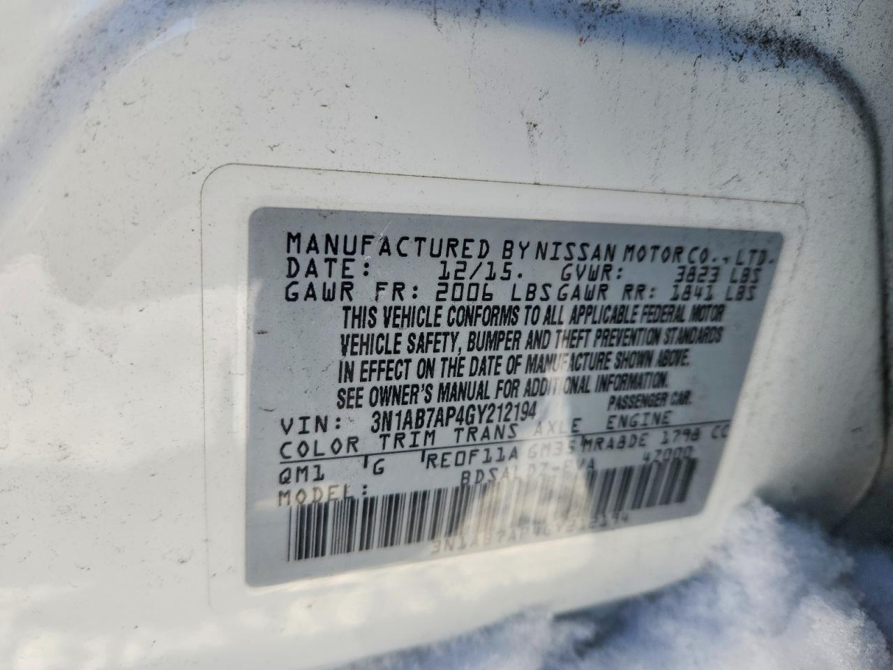 2016 NISSAN SENTRA S photo 12