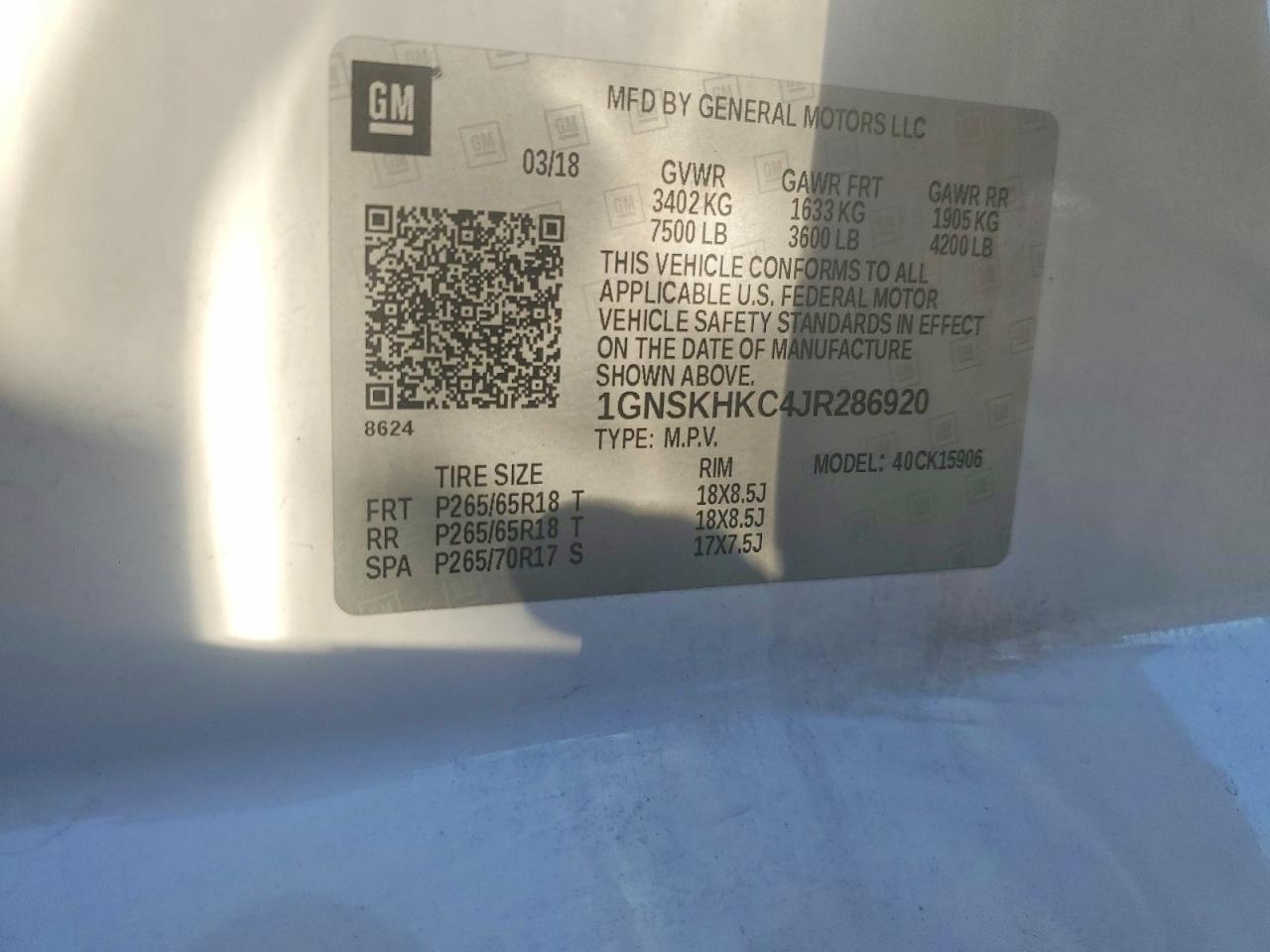 2018 CHEVROLET SUBURBAN K1500 LT photo 27