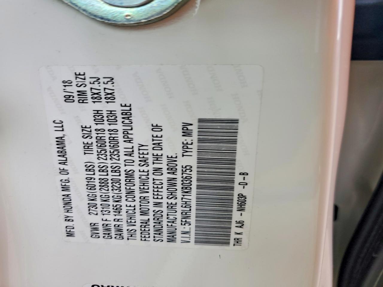 2019 HONDA ODYSSEY EXL photo 25