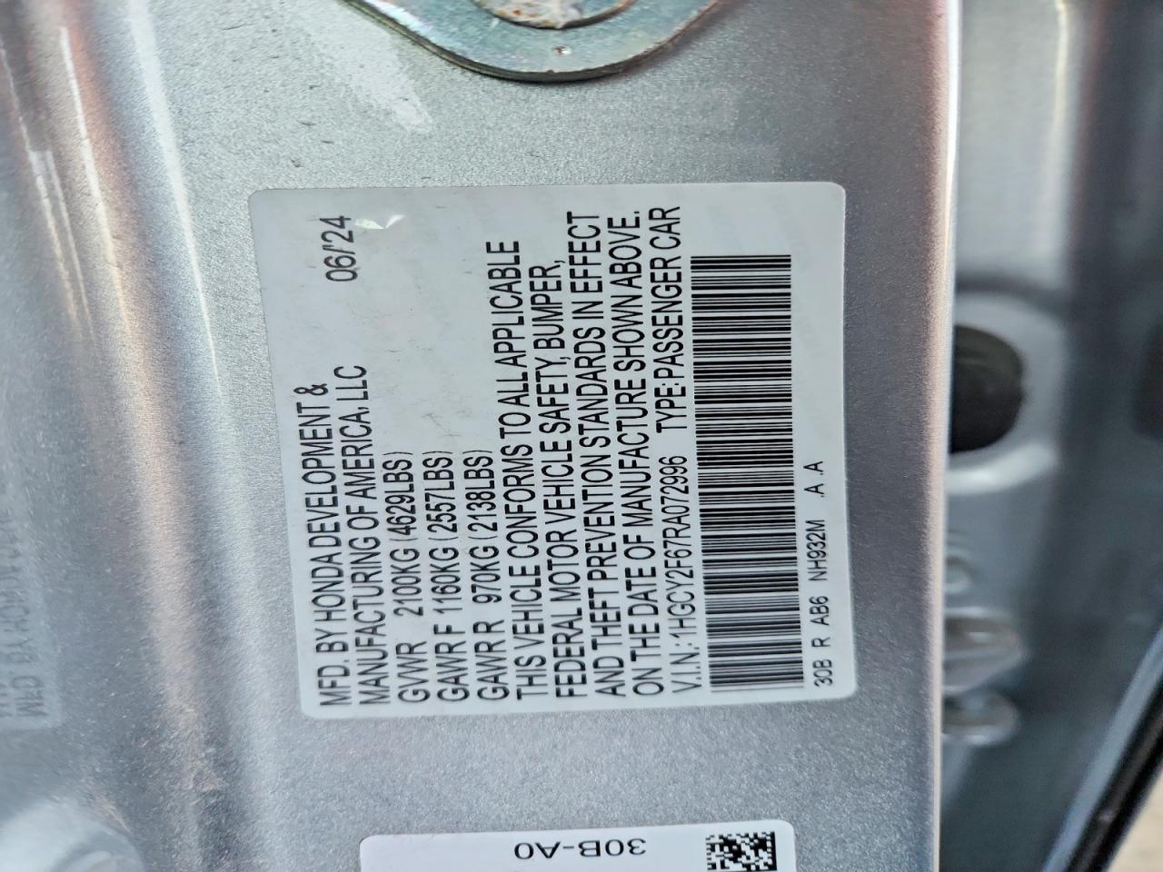 2024 HONDA ACCORD HYBRID EXL photo 12