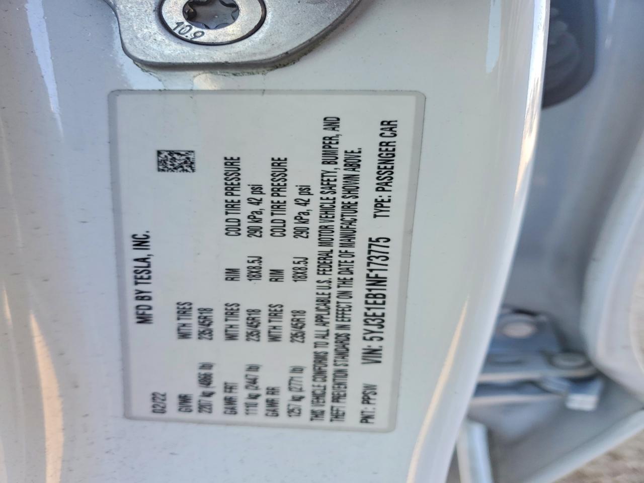 2022 TESLA MODEL 3 photo 12