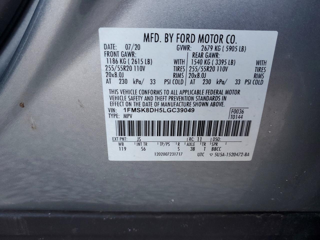 2020 FORD EXPLORER XLT photo 25