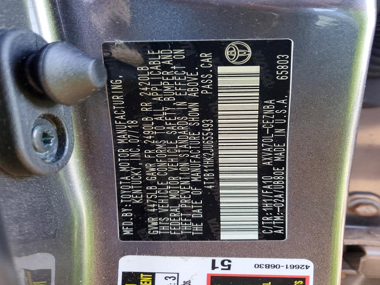 2018 TOYOTA CAMRY LE photo 34