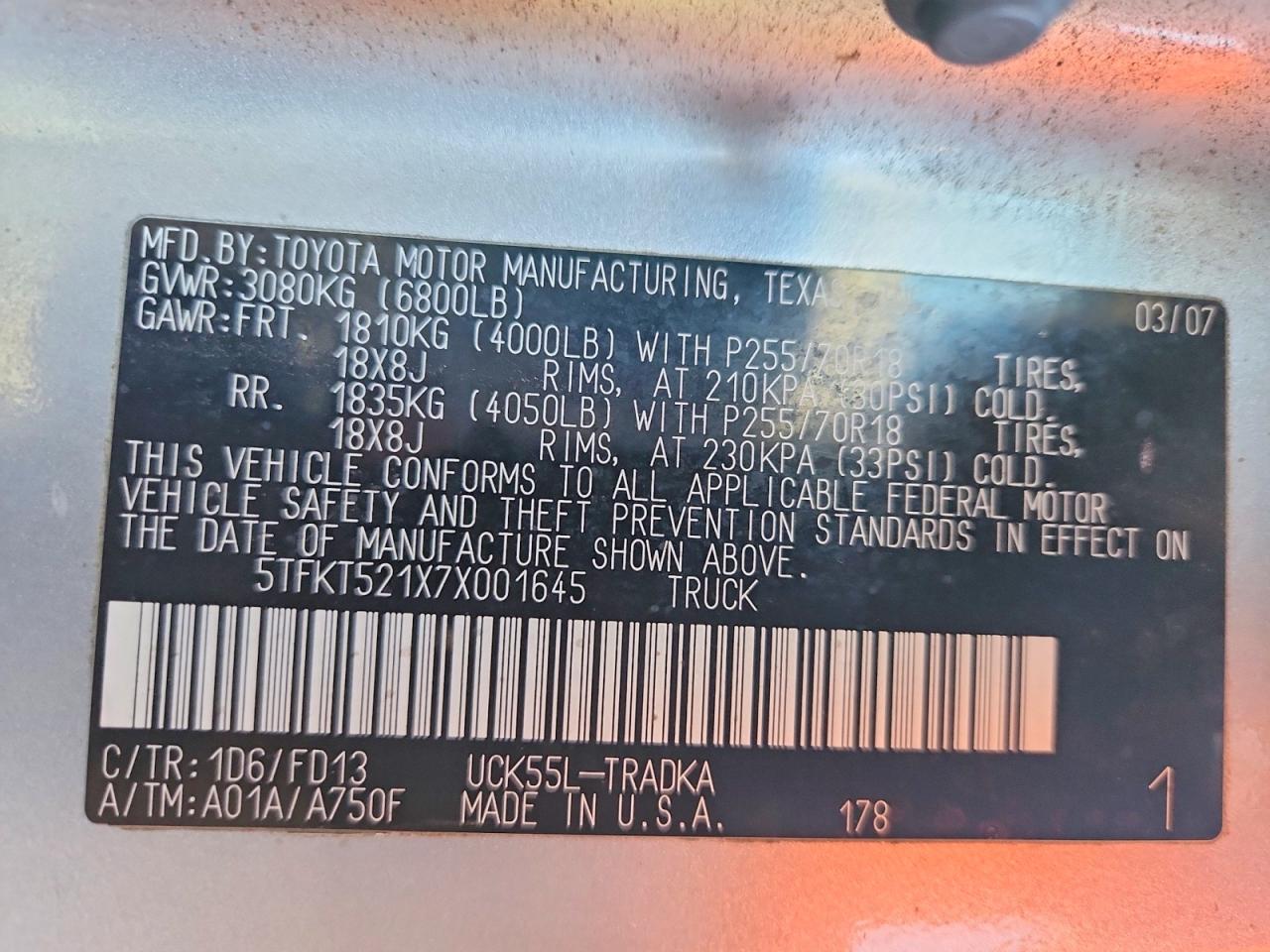 2007 TOYOTA TUNDRA photo 13