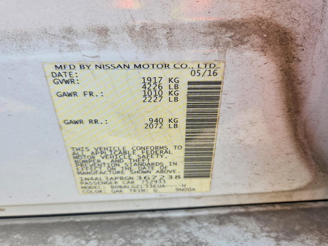 2016 NISSAN ALTIMA 2.5 photo 34
