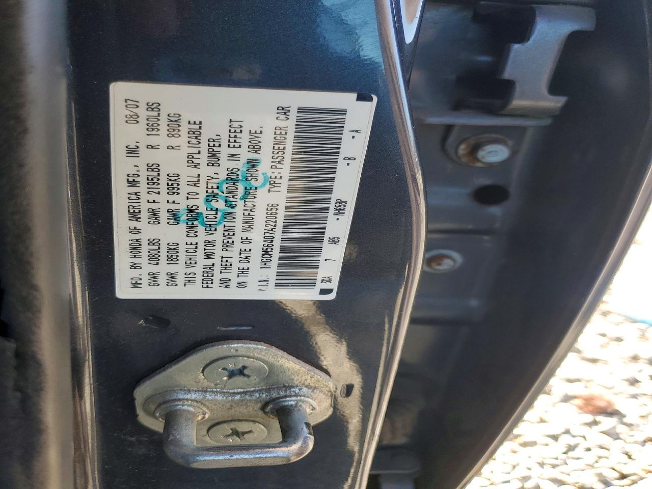 2007 HONDA ACCORD LX photo 23