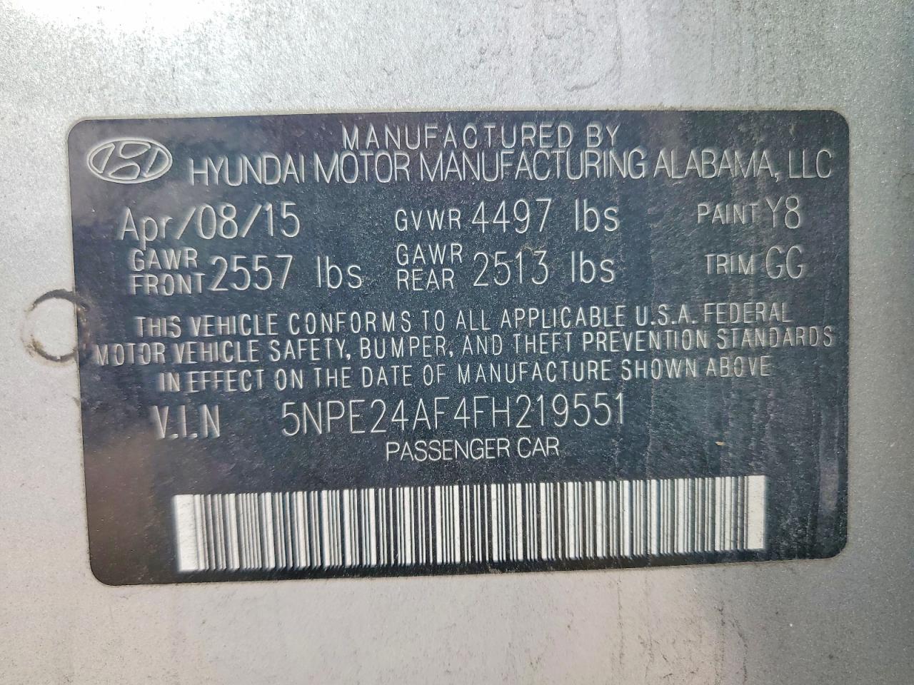 2015 HYUNDAI SONATA SE photo 12
