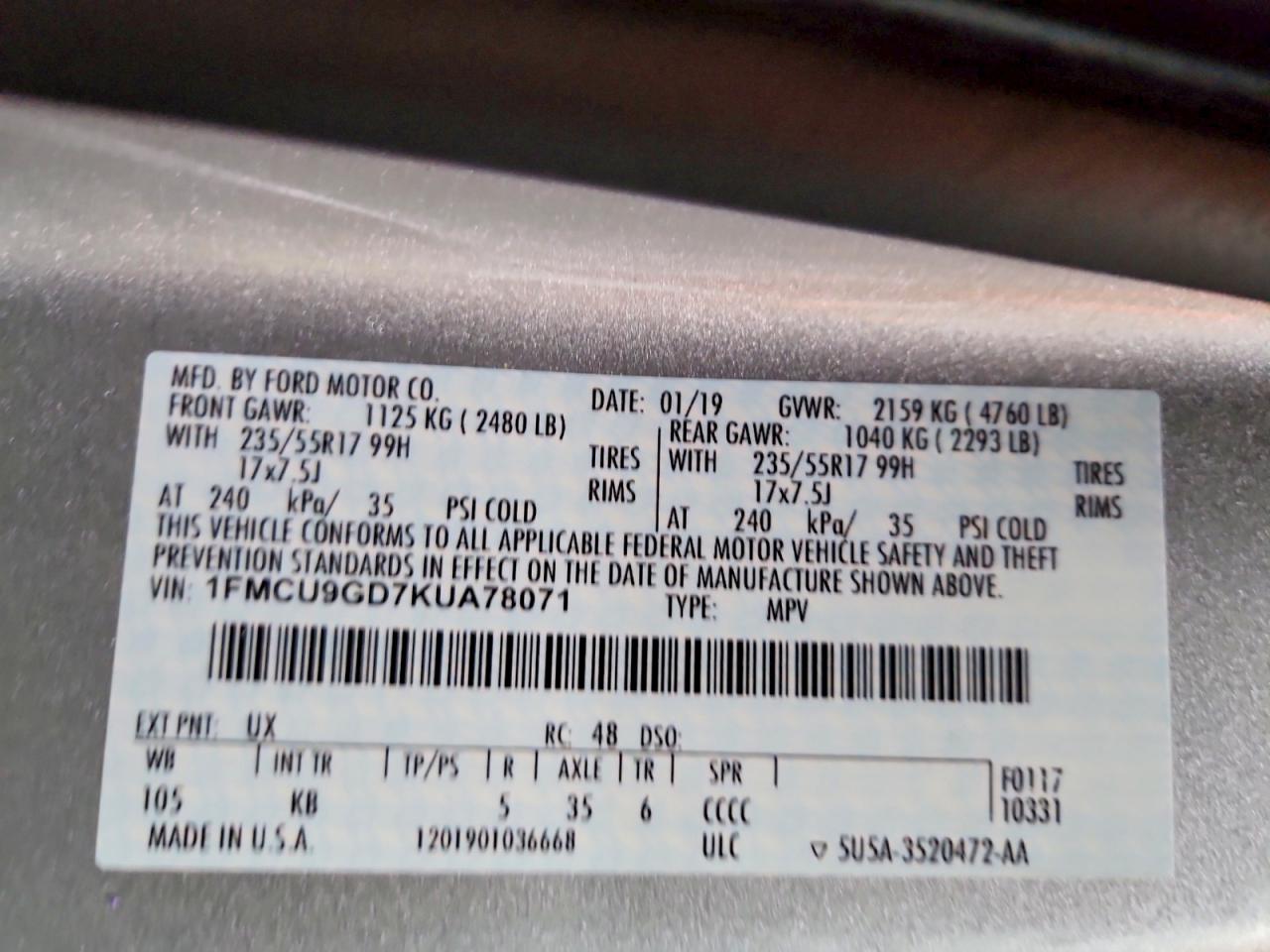 2019 FORD ESCAPE SE photo 37