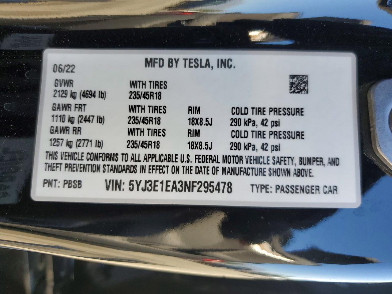 2022 TESLA MODEL 3 photo 23