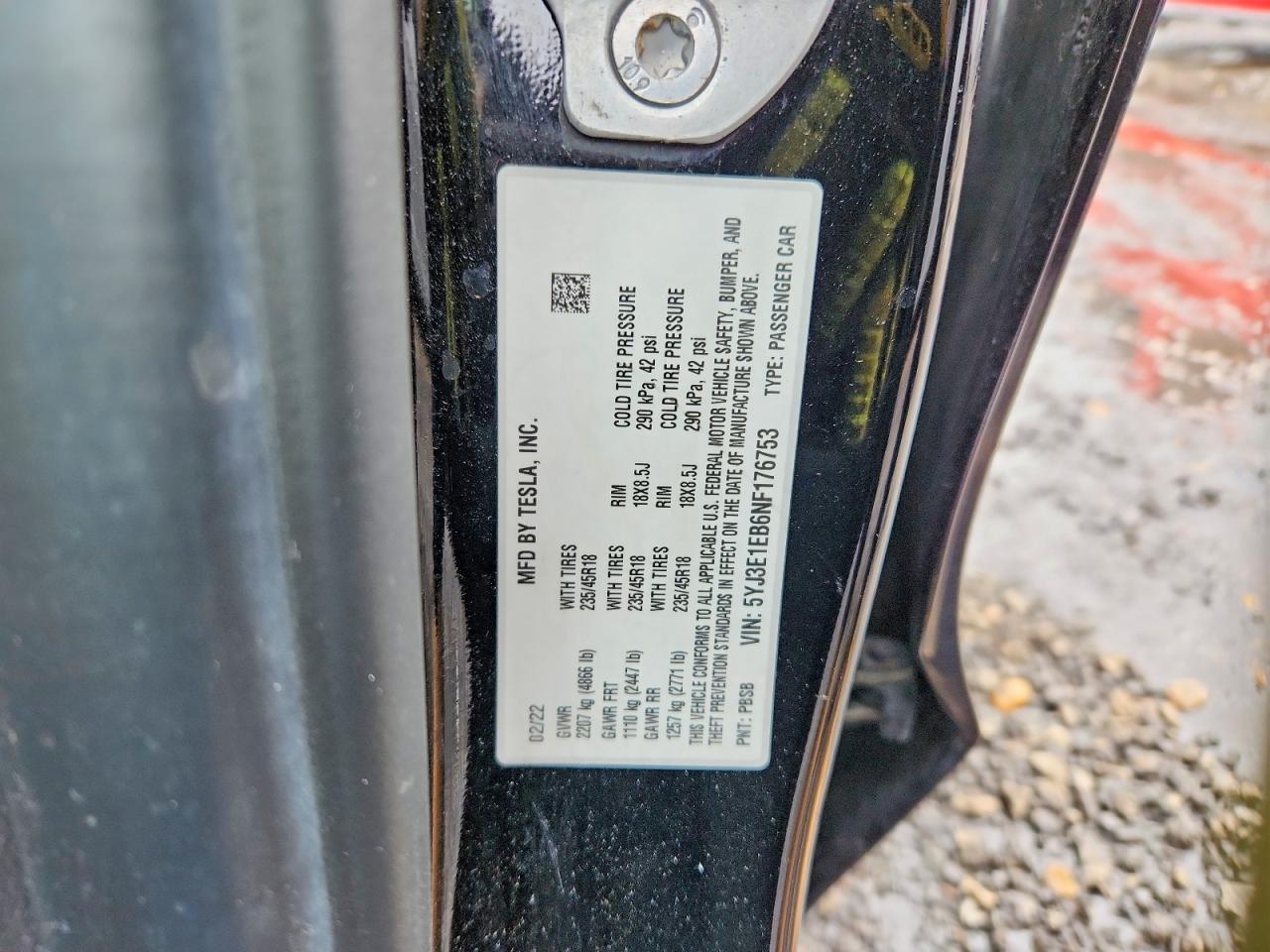 2022 TESLA MODEL 3 photo 23