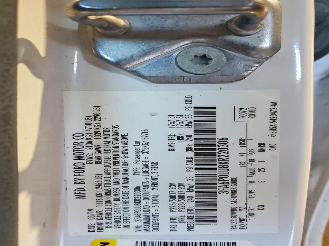 2019 FORD FUSION SE photo 23