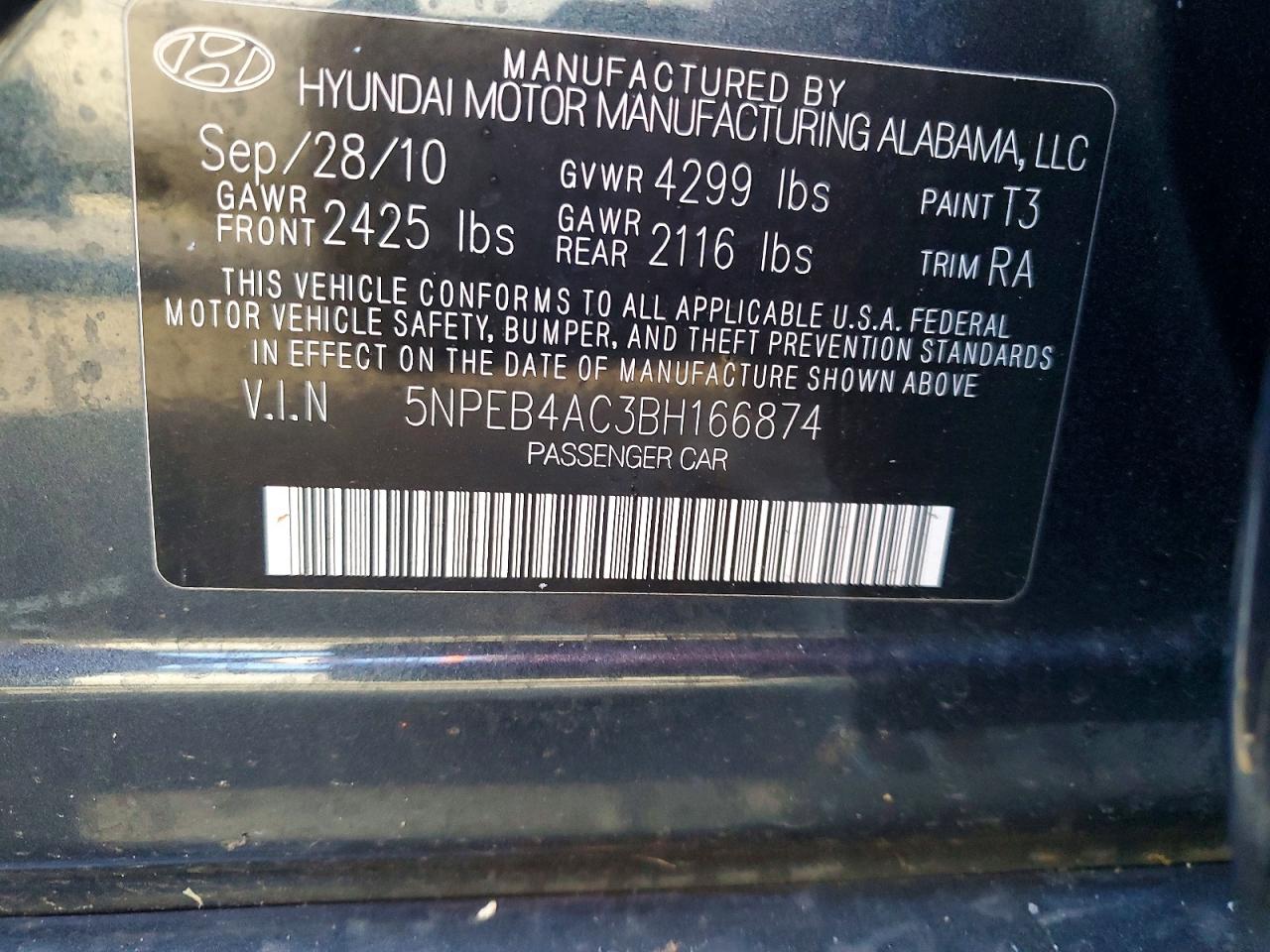 2011 HYUNDAI SONATA GLS photo 23