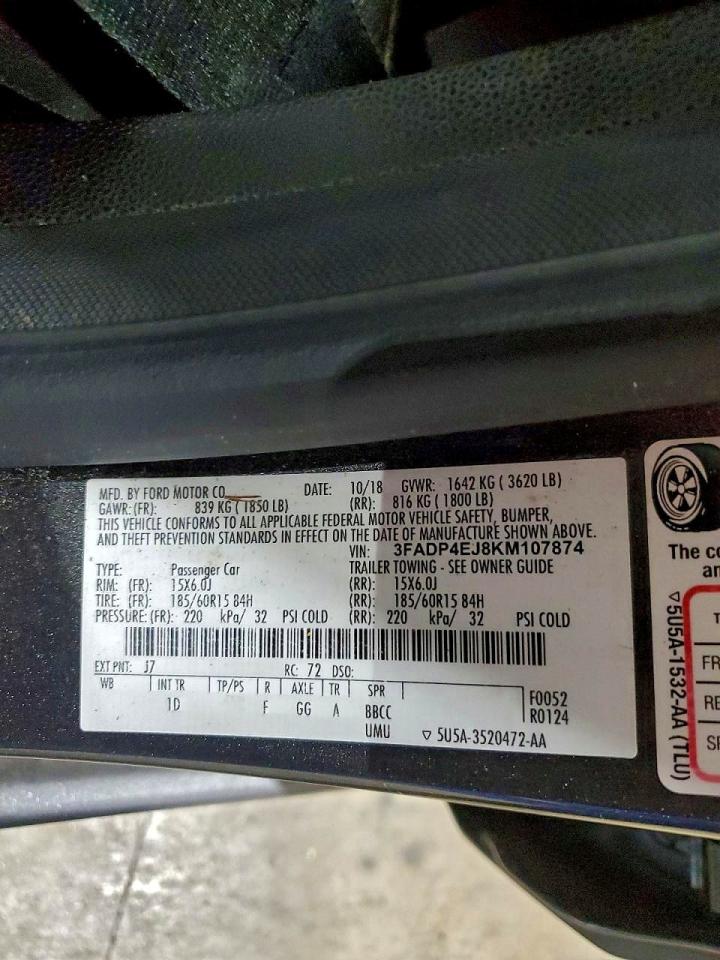2019 FORD FIESTA SE photo 34