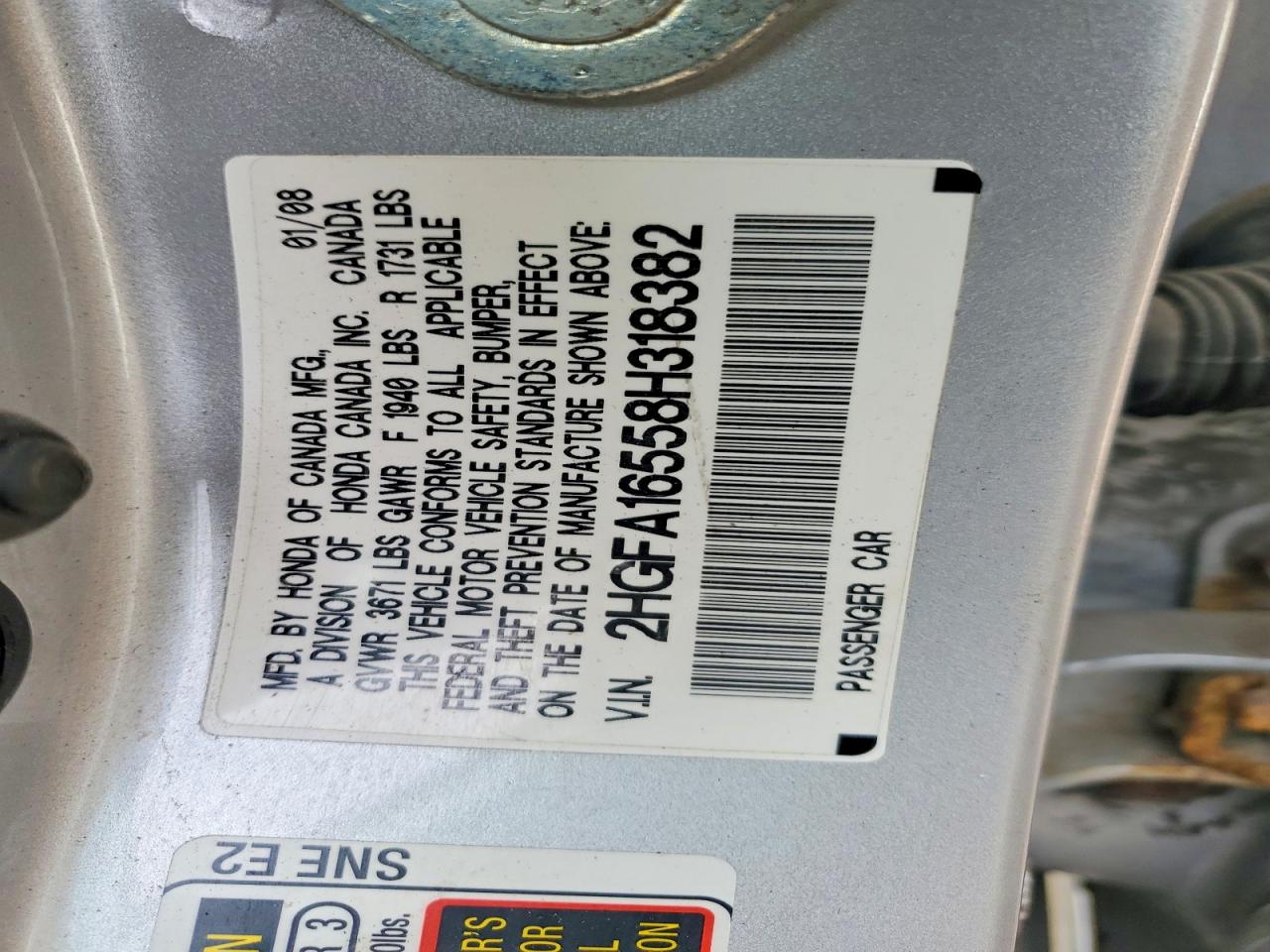 2008 HONDA CIVIC LX photo 45