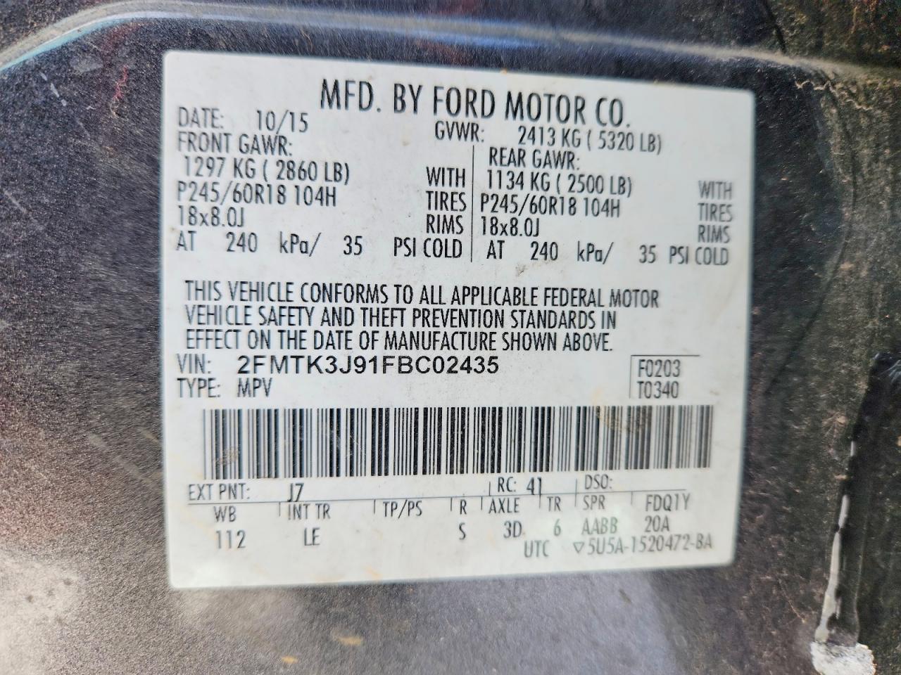 2015 FORD EDGE SEL photo 13