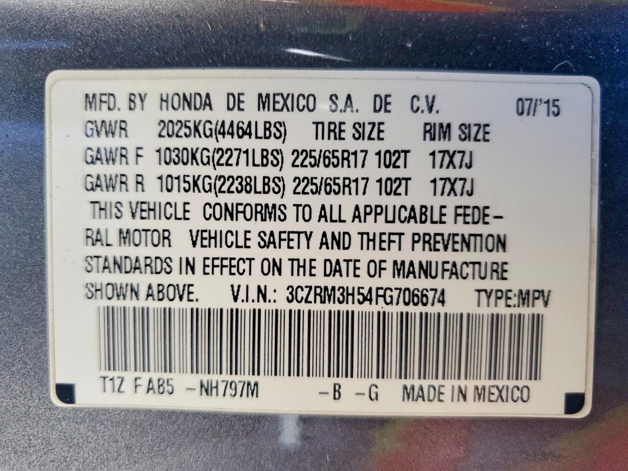 2015 HONDA CR-V EX photo 13