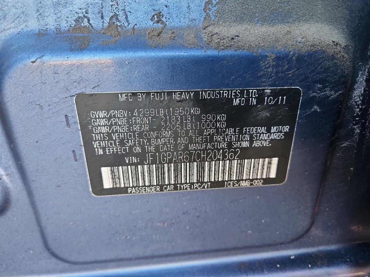 2012 SUBARU IMPREZA SPORT LIMITED photo 34