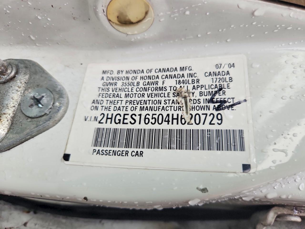 2004 HONDA CIVIC LX photo 12