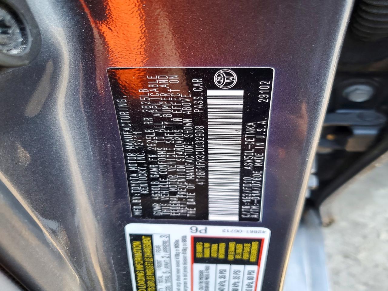 2012 TOYOTA CAMRY BASE photo 23