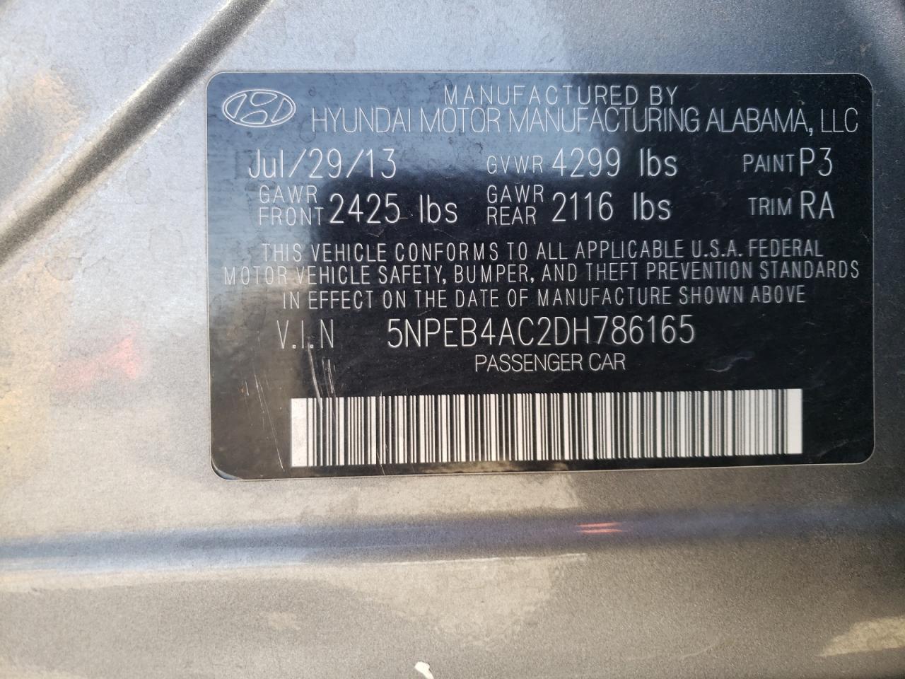 2013 HYUNDAI SONATA GLS photo 37