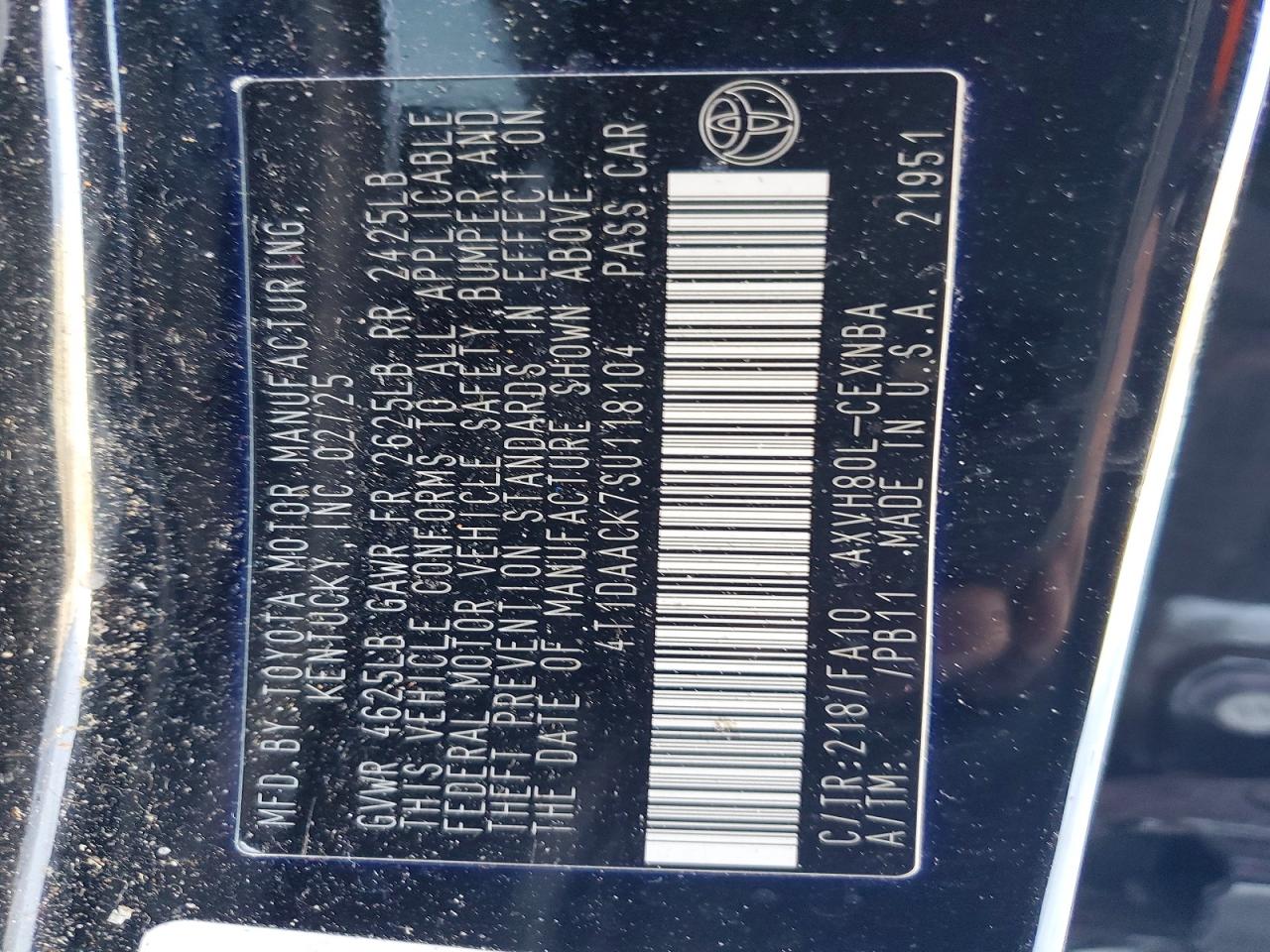 2025 TOYOTA CAMRY LE photo 12
