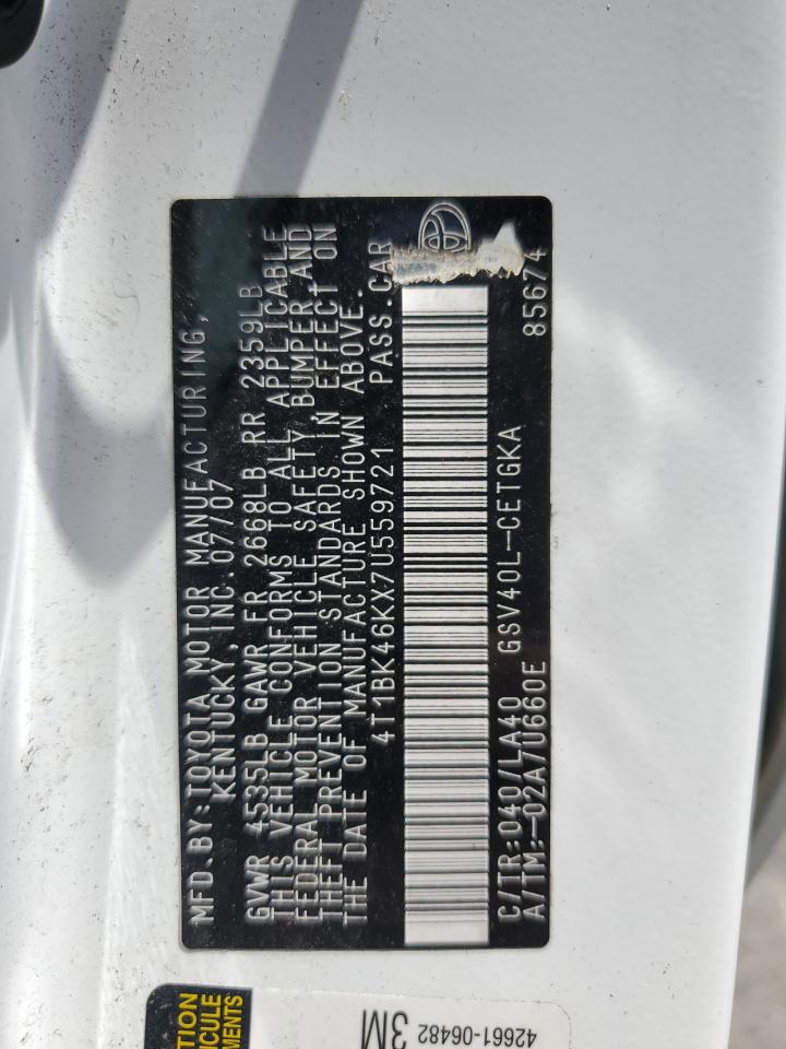 2007 TOYOTA CAMRY XLE V6 photo 34