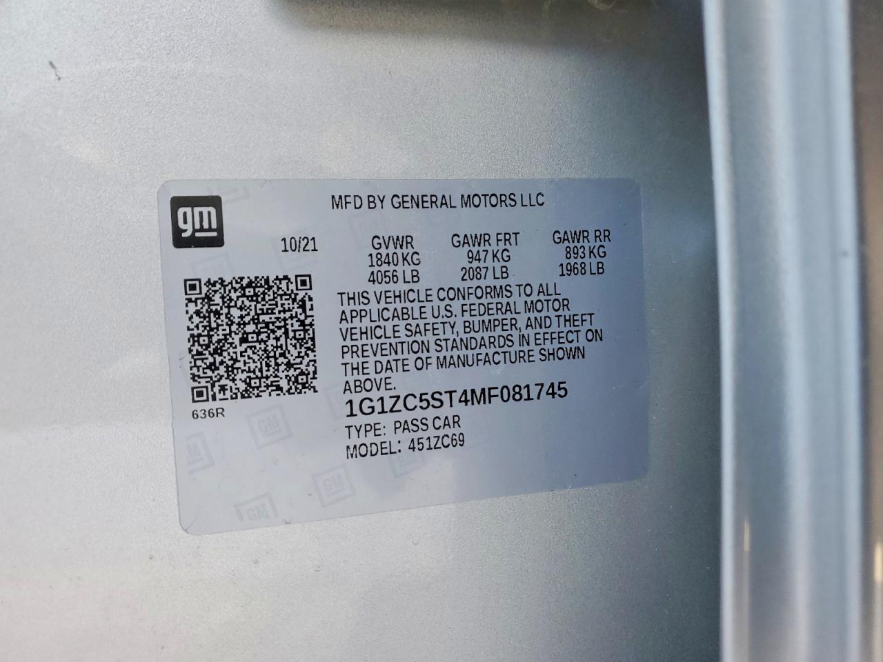 2021 CHEVROLET MALIBU LS photo 23